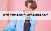 快手账号涨粉是真的吗（快手涨粉丝是真的吗）