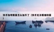 快手加观看量怎么加不了（快手无法看播放量）