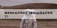 派币为什么打不开了（派币app怎么打不开了）