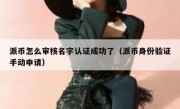 派币怎么审核名字认证成功了（派币身份验证手动申请）