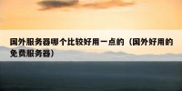 国外服务器哪个比较好用一点的（国外好用的免费服务器）