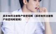 派币如何注册账户和密码呢（派币如何注册账户和密码呢视频）