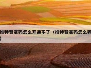 推特赞赏码怎么开通不了（推特赞赏码怎么弄）
