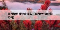 国内使用推特合法么（国内twitter能用吗）