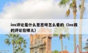 ins评论是什么意思呀怎么看的（ins我的评论在哪儿）