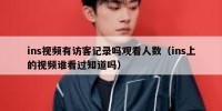 ins视频有访客记录吗观看人数（ins上的视频谁看过知道吗）