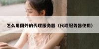 怎么用国外的代理服务器（代理服务器使用）