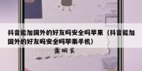 抖音能加国外的好友吗安全吗苹果（抖音能加国外的好友吗安全吗苹果手机）