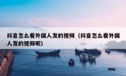 抖音怎么看外国人发的视频（抖音怎么看外国人发的视频呢）
