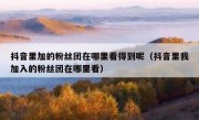 抖音里加的粉丝团在哪里看得到呢（抖音里我加入的粉丝团在哪里看）