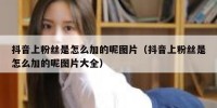 抖音上粉丝是怎么加的呢图片（抖音上粉丝是怎么加的呢图片大全）