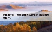 怎样推广自己的视频号更新呢知乎（视频号如何推广）