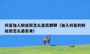 抖音加人粉丝团怎么退出群聊（加入抖音的粉丝团怎么退出来）