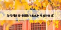 如何利用推特赚钱（怎么利用推特赚钱）