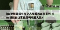 ins视频显示有多少人观看怎么回事啊（ins视频有访客记录吗观看人数）