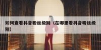 如何查看抖音粉丝级别（在哪里看抖音粉丝级别）