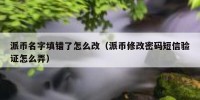派币名字填错了怎么改（派币修改密码短信验证怎么弄）