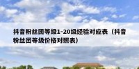 抖音粉丝团等级1-20级经验对应表（抖音粉丝团等级价格对照表）