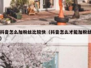 抖音怎么加粉丝比较快（抖音怎么才能加粉丝）