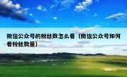 微信公众号的粉丝数怎么看（微信公众号如何看粉丝数量）