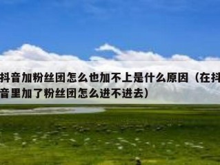 抖音加粉丝团怎么也加不上是什么原因（在抖音里加了粉丝团怎么进不进去）
