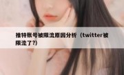推特账号被限流原因分析（twitter被限流了?）