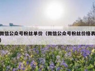 微信公众号粉丝单价（微信公众号粉丝价格表）