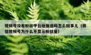 视频号没有粉丝平台给推送吗怎么回事儿（微信视频号为什么不显示粉丝量）