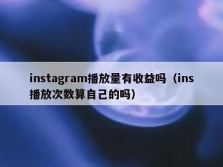 instagram播放量有收益吗（ins播放次数算自己的吗）
