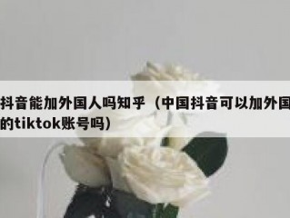抖音能加外国人吗知乎（中国抖音可以加外国的tiktok账号吗）