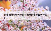 抖音国外app叫什么（国外抖音平台叫什么）