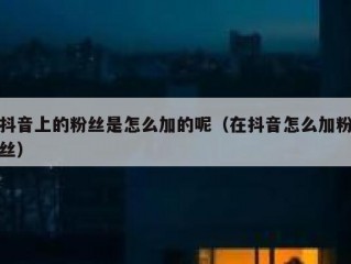 抖音上的粉丝是怎么加的呢（在抖音怎么加粉丝）