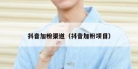 抖音加粉渠道（抖音加粉项目）