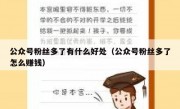 公众号粉丝多了有什么好处（公众号粉丝多了怎么赚钱）