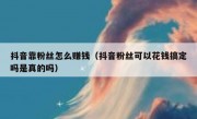 抖音靠粉丝怎么赚钱（抖音粉丝可以花钱搞定吗是真的吗）