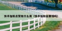 快手加粉点赞有什么用（快手加粉丝要钱吗）