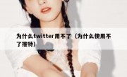 为什么twitter用不了（为什么使用不了推特）