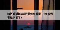 如何看到ins浏览量和点赞量（ins如何看谁浏览了）
