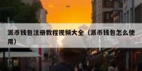 派币钱包注册教程视频大全（派币钱包怎么使用）