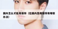 国内怎么才能用推特（在国内想用推特有哪些办法）
