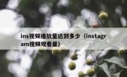 ins视频播放量达到多少（instagram视频观看量）