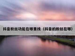 抖音粉丝功能在哪里找（抖音的粉丝在哪）