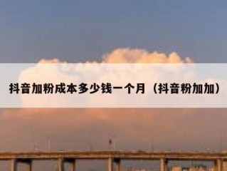 抖音加粉成本多少钱一个月（抖音粉加加）