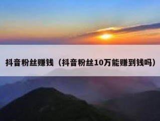 抖音粉丝赚钱（抖音粉丝10万能赚到钱吗）
