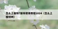 怎么上推特?推特使用教程2024（怎么上推特啊）