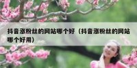 抖音涨粉丝的网站哪个好（抖音涨粉丝的网站哪个好用）