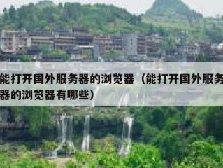 能打开国外服务器的浏览器（能打开国外服务器的浏览器有哪些）