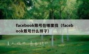 facebook账号在哪里找（facebook账号什么样子）