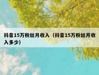 抖音15万粉丝月收入（抖音15万粉丝月收入多少）