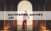 gopro9什么时候出（gopro9多久上市）